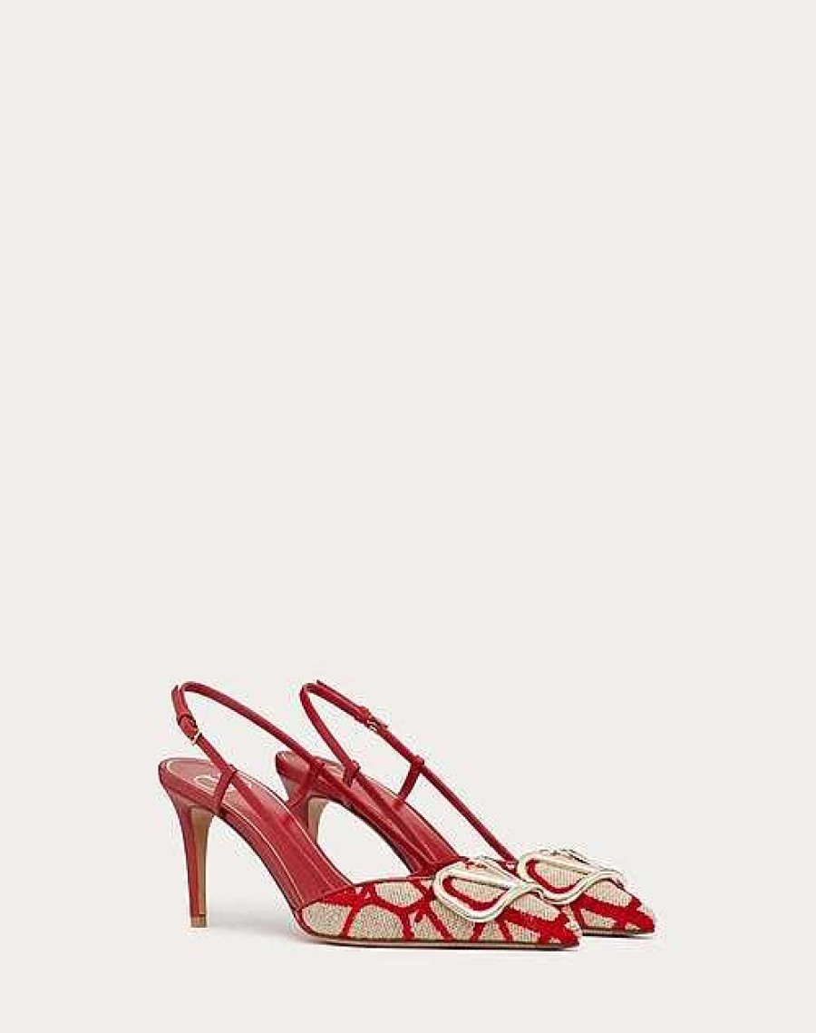 Valentino Vlogo Signature Slingback Pump In Toile Iconographe 80Mm | Pumps