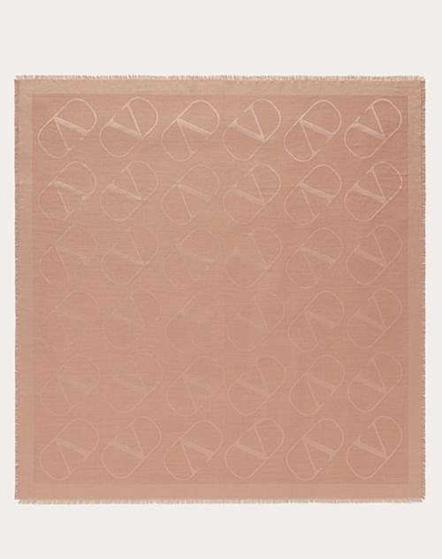 Valentino Vlogo Signature Jacquard Shawl In Silk And Wool 140X140 Cm | Soft Accessories