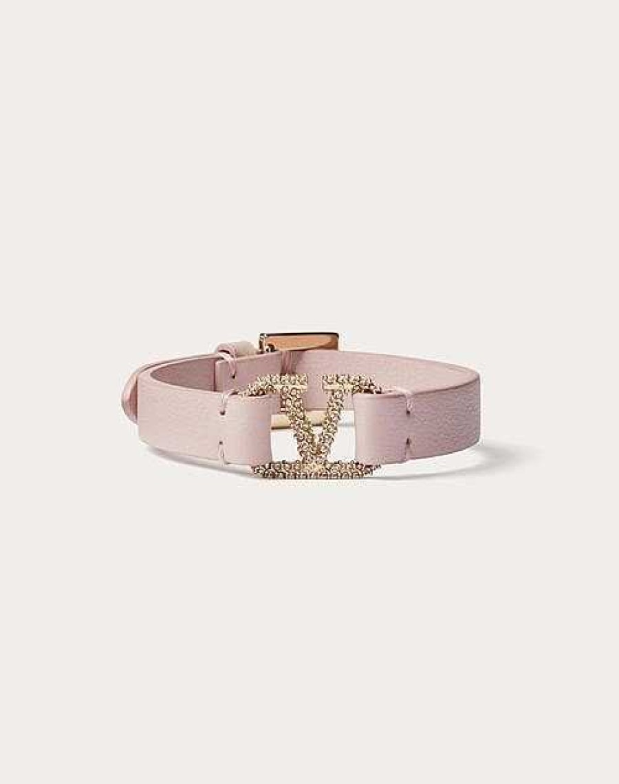 Valentino Valentino Garavani Vlogo Signature Leather And Crystal Bracelet | Jewelry