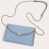 Valentino Rockstud Wallet With Chain In Grainy Calfskin | Mini Bags