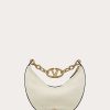 Valentino Small Vlogo Moon Hobo Bag In Grainy Calfskin With Chain | Shoulder Bags