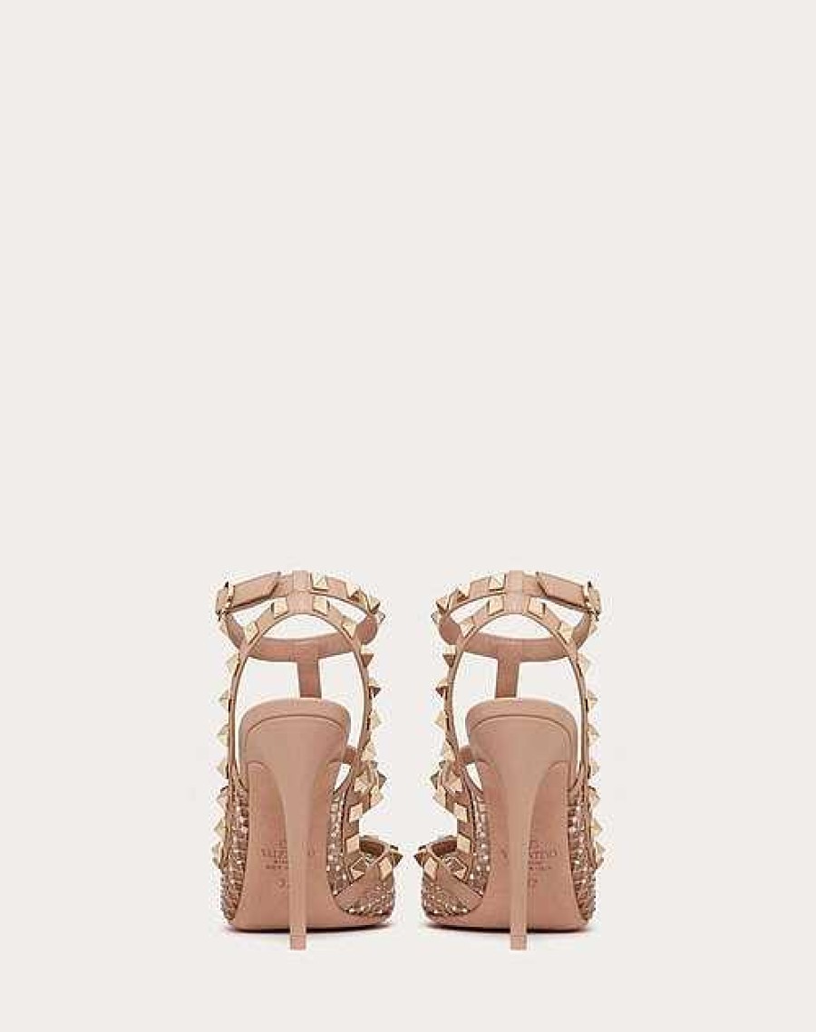 Valentino Rockstud Mesh Pump With Crystals And Straps 100Mm | Pumps