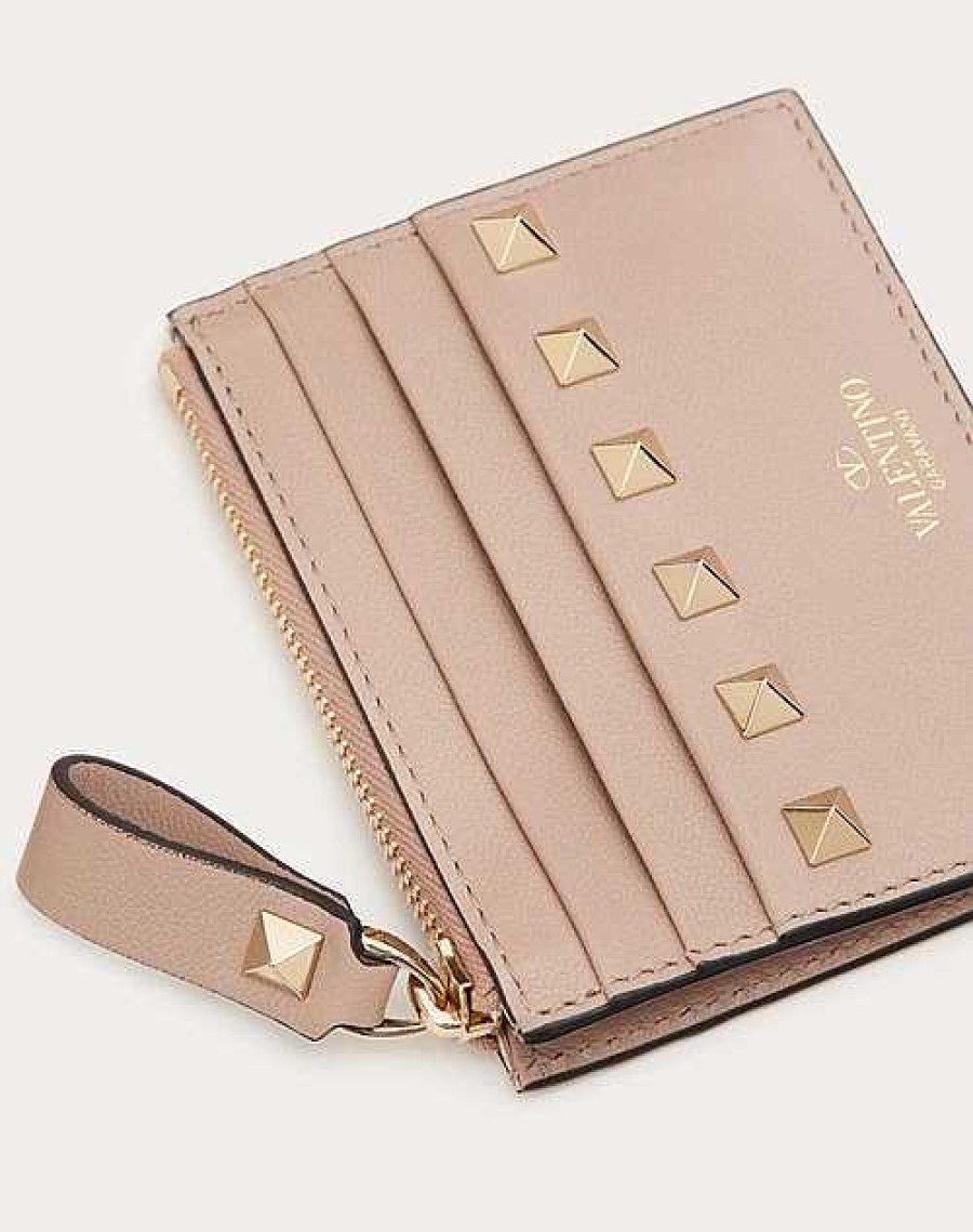 Valentino Rockstud Calfskin Cardholder With Zipper | Wallets And Small Leather Goods