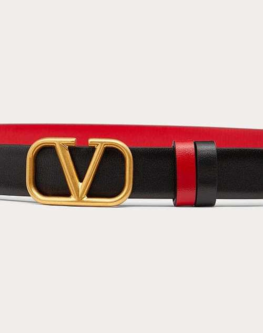 Valentino Reversible Vlogo Signature Belt In Glossy Calfskin 20 Mm | Belts