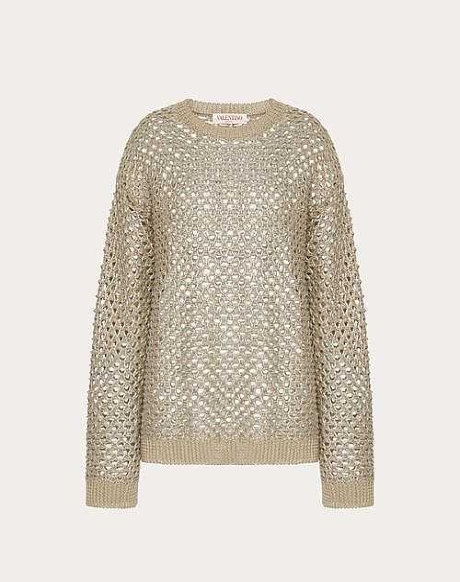 Valentino Linen Pullover With Paillettes | Knitwear