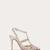 Valentino Rockstud Tweed Pump With Straps 100Mm | Pumps