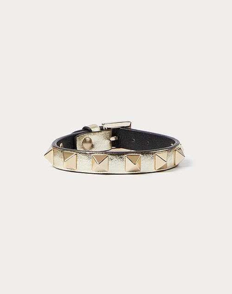 Valentino Rockstud Laminated Leather Bracelet | Jewelry