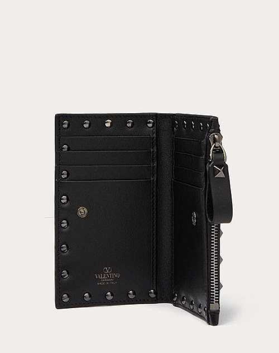 Valentino Rockstud Calfskin Cardholder With Zip | Wallets And Small Leather Goods