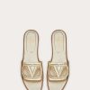 Valentino Vlogo Cut-Out Laminated Nappa Leather Slide Sandal | Slides And Thongs