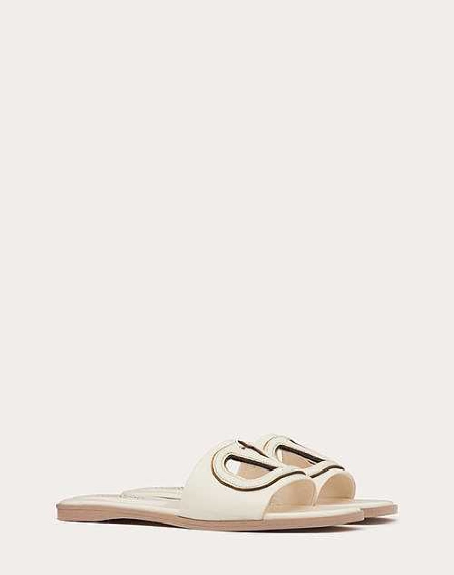 Valentino Vlogo Cut-Out Calfskin Slide Sandal | Slides And Thongs