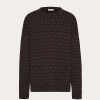 Valentino Wool Crewneck Sweater With Toile Iconographe Pattern | Knitwear