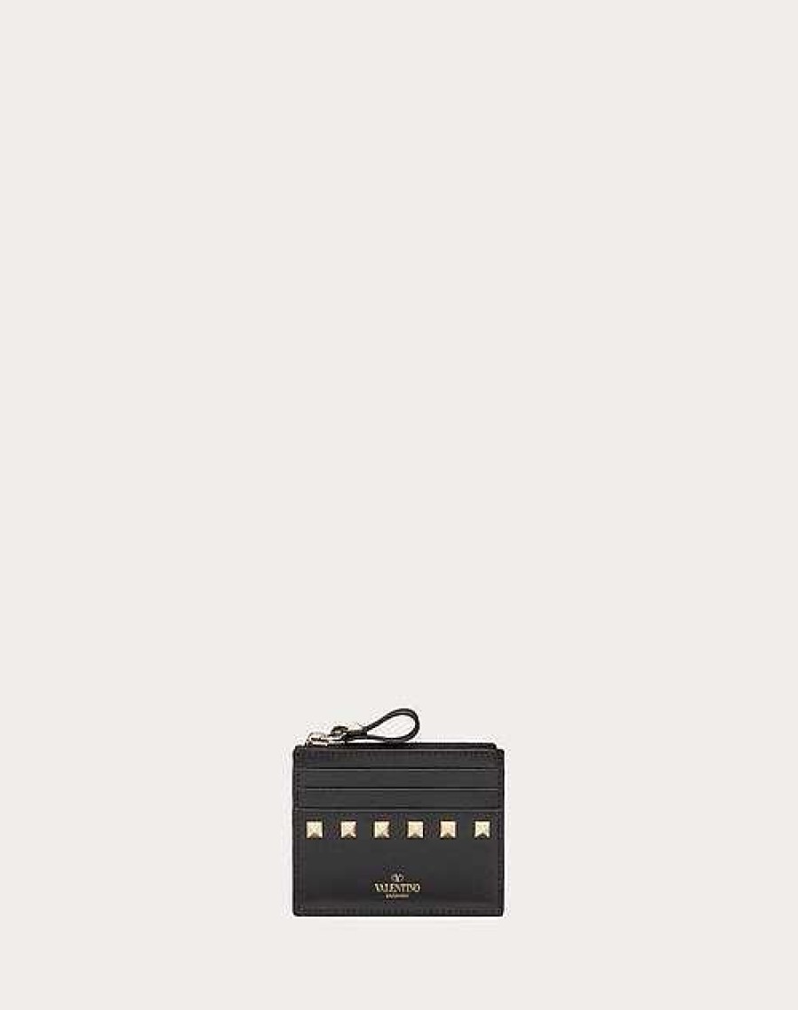 Valentino Rockstud Calfskin Cardholder With Zipper | Wallets And Small Leather Goods