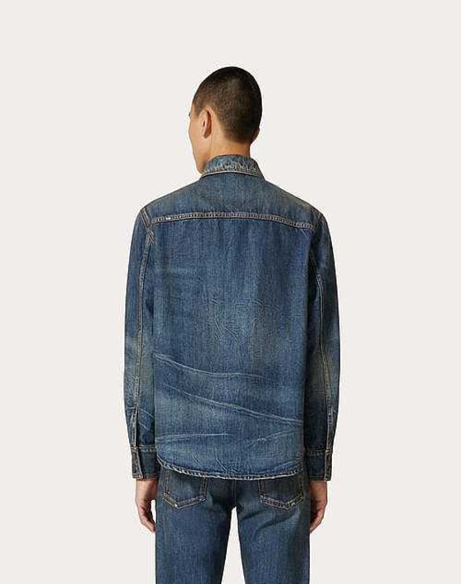 Valentino Shirt With Metallic V Detail | Denim