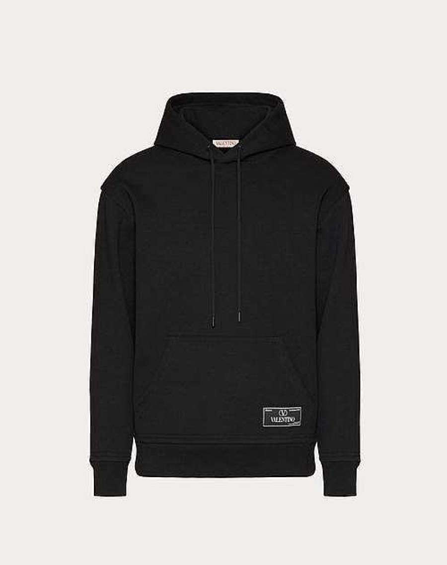 Valentino Technical Cotton Sweatshirt With Hood And Maison Valentino Tailoring Label | T-Shirts And Sweatshirts