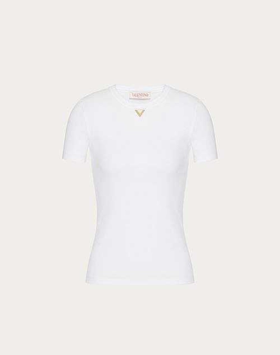 Valentino Ribbed Cotton T-Shirt | T-Shirts And Sweatshirts