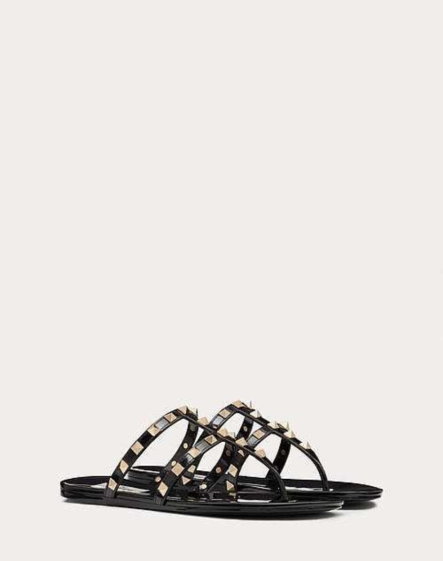 Valentino Rockstud Flat Rubber Sandal | Slides And Thongs