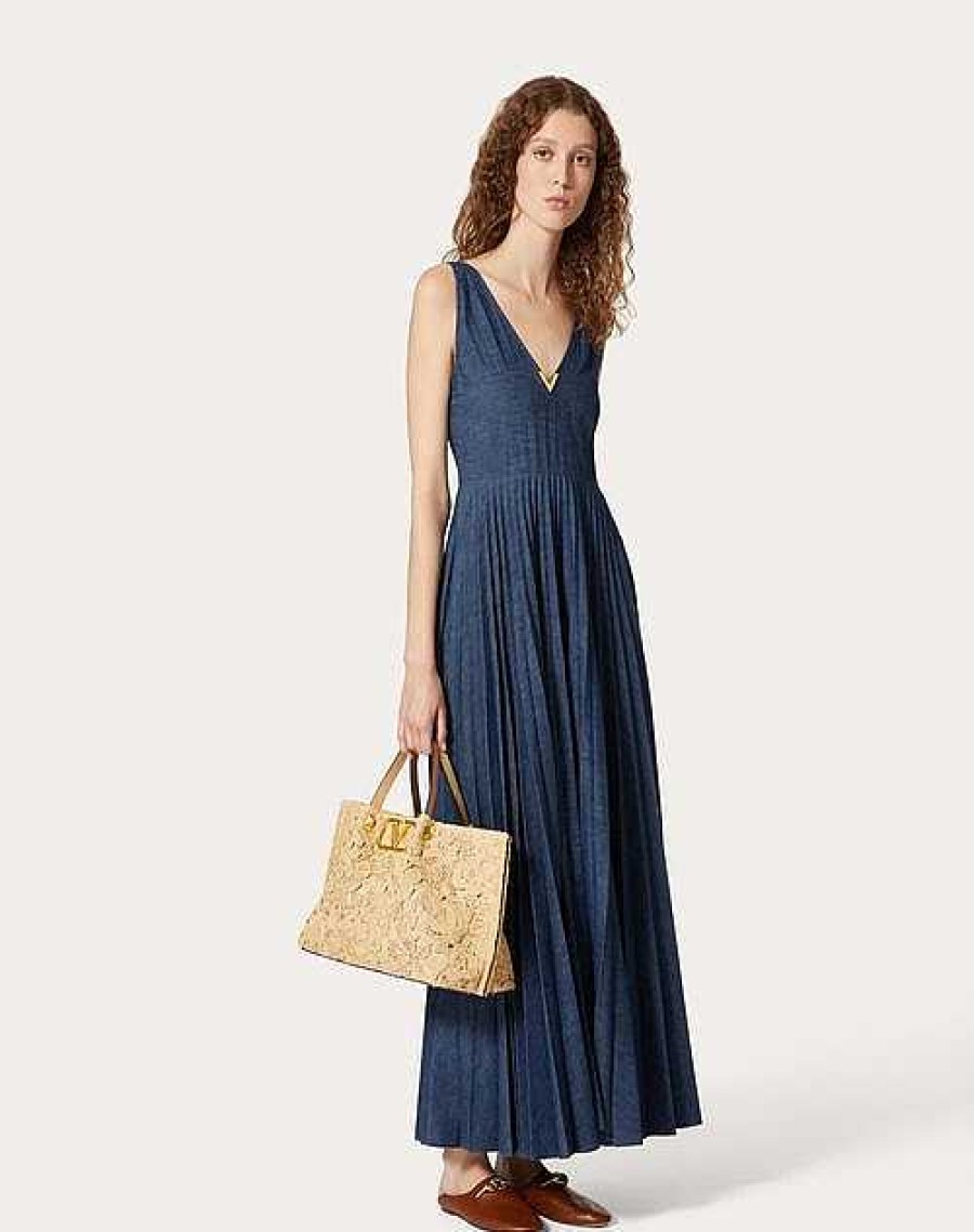 Valentino Chambray Plisse' Dress | Denim