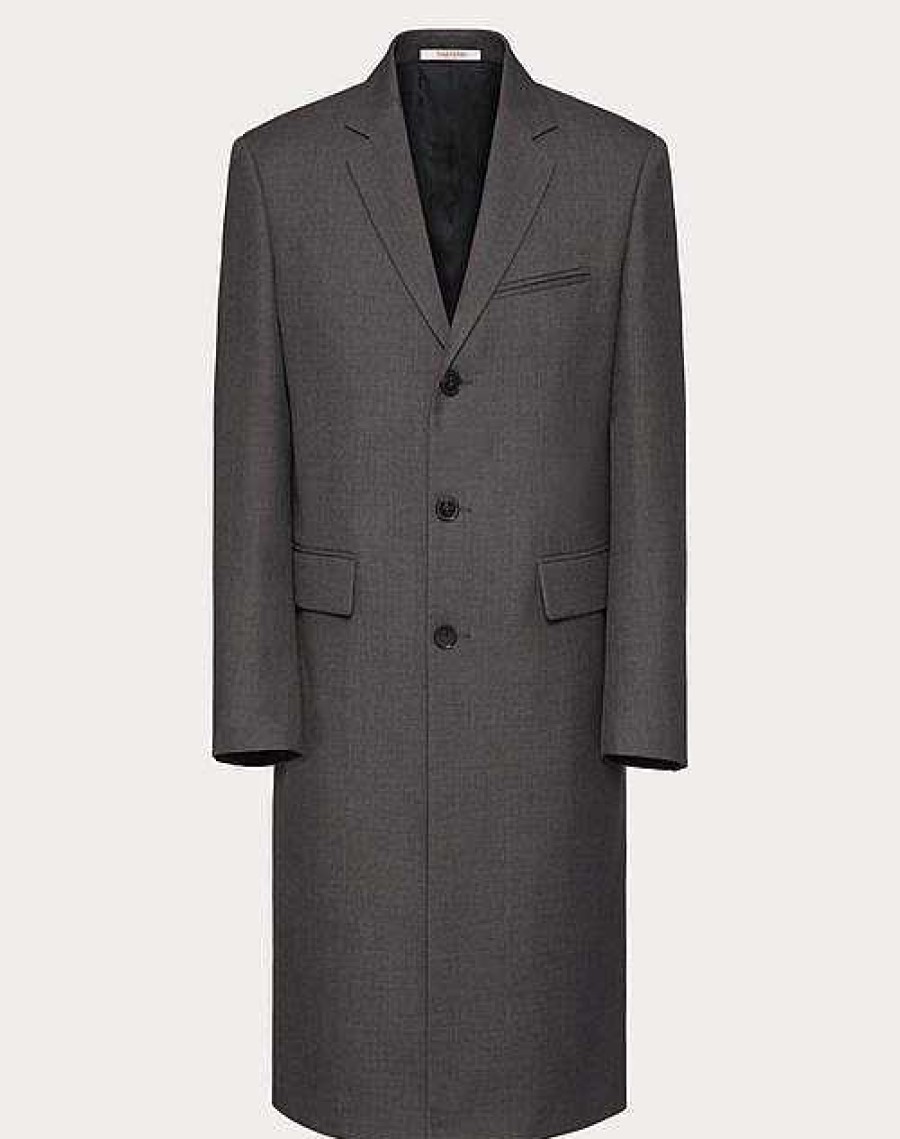 Valentino Single-Breasted Coat In Technical Nylon With Maison Valentino Tailoring Label | Coats And Blazers