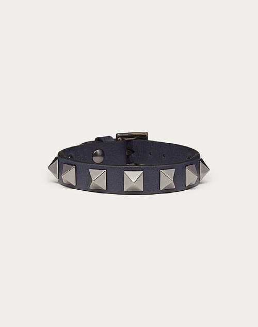 Valentino Rockstud Leather Bracelet With Ruthenium Studs | Jewelry