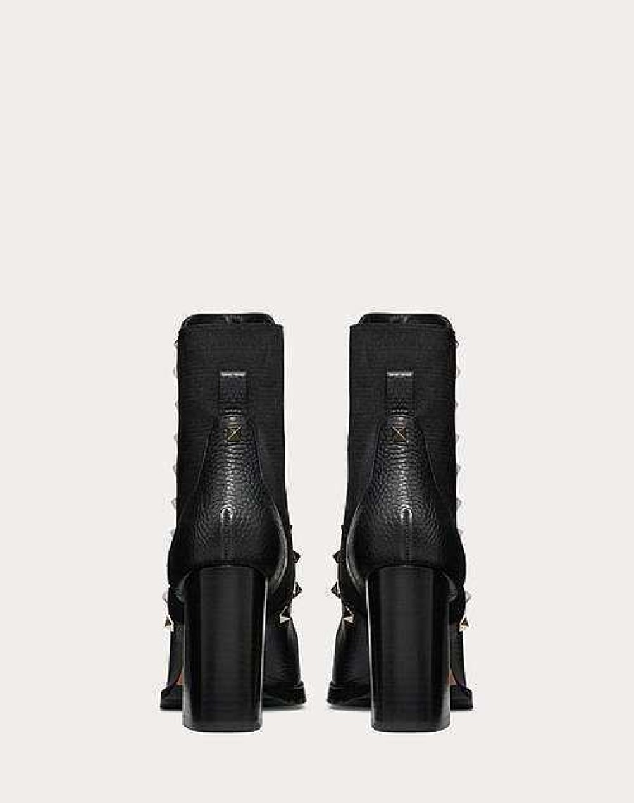 Valentino Rockstud Grainy Calfskin Ankle Boot 80 Mm | Boots