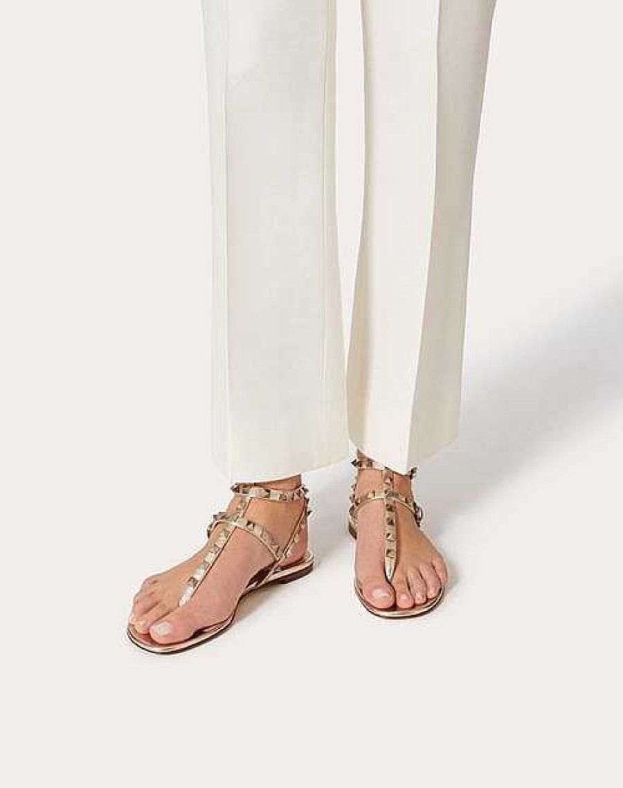 Valentino Rockstud Metallic Flat Flip-Flop Sandal | Sandals