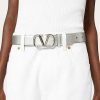 Valentino Vlogo Signature Reversible Belt In Metallic And Shiny Calfskin 30 Mm | Belts