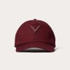 Valentino V Detail Cotton Baseball Cap With Metal V Applique | Hats And Gloves