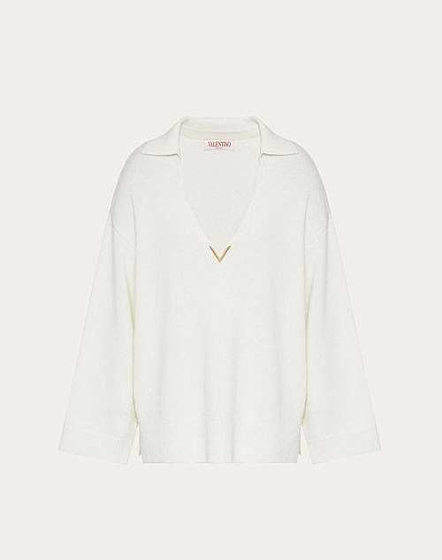 Valentino V Gold Cashmere Jumper | Knitwear