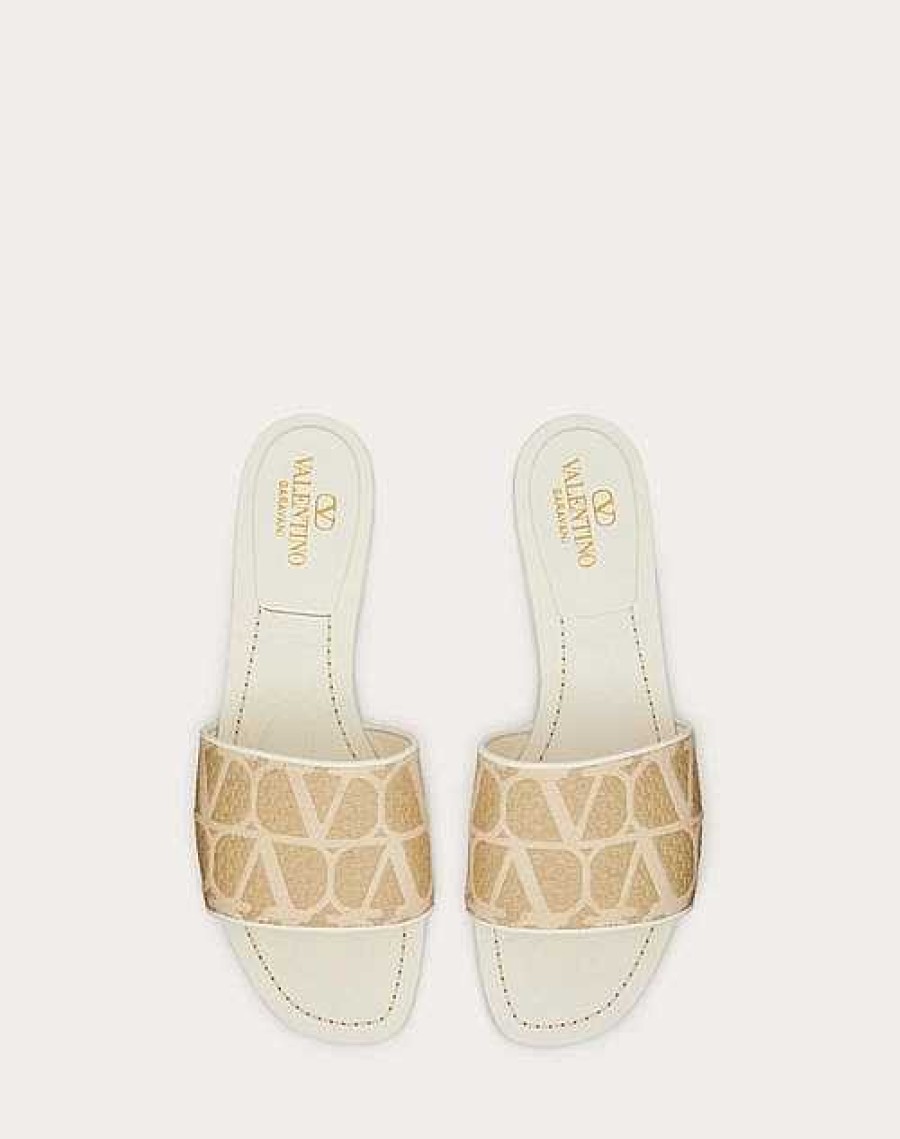 Valentino Toile Iconographe Raffia Slide Sandal | Slides And Thongs