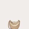 Valentino Vlogo Moon Mini Hobo Bag In Metallic Calfskin With Chain | Shoulder Bags