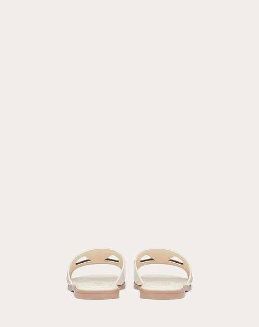 Valentino Vlogo Cut-Out Calfskin Slide Sandal | Slides And Thongs