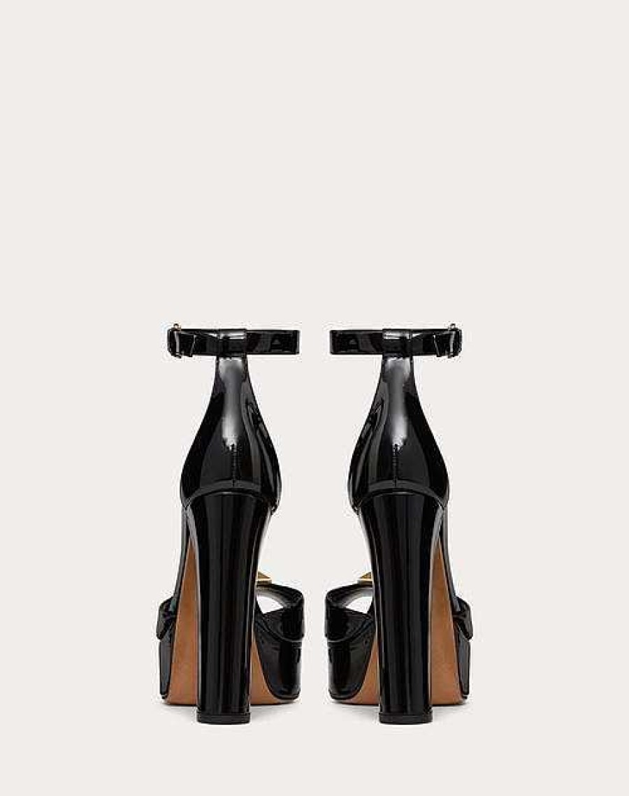 Valentino Open Toe Pump With One Stud Platform In Patent Leather 120 Mm | Pumps