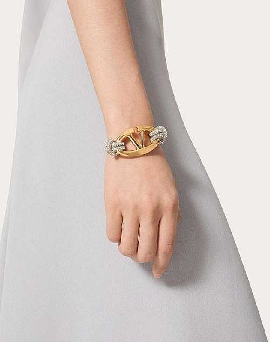 Valentino The Bold Edition Vlogo Rope, Rhinestone And Metal Bracelet | Jewelry