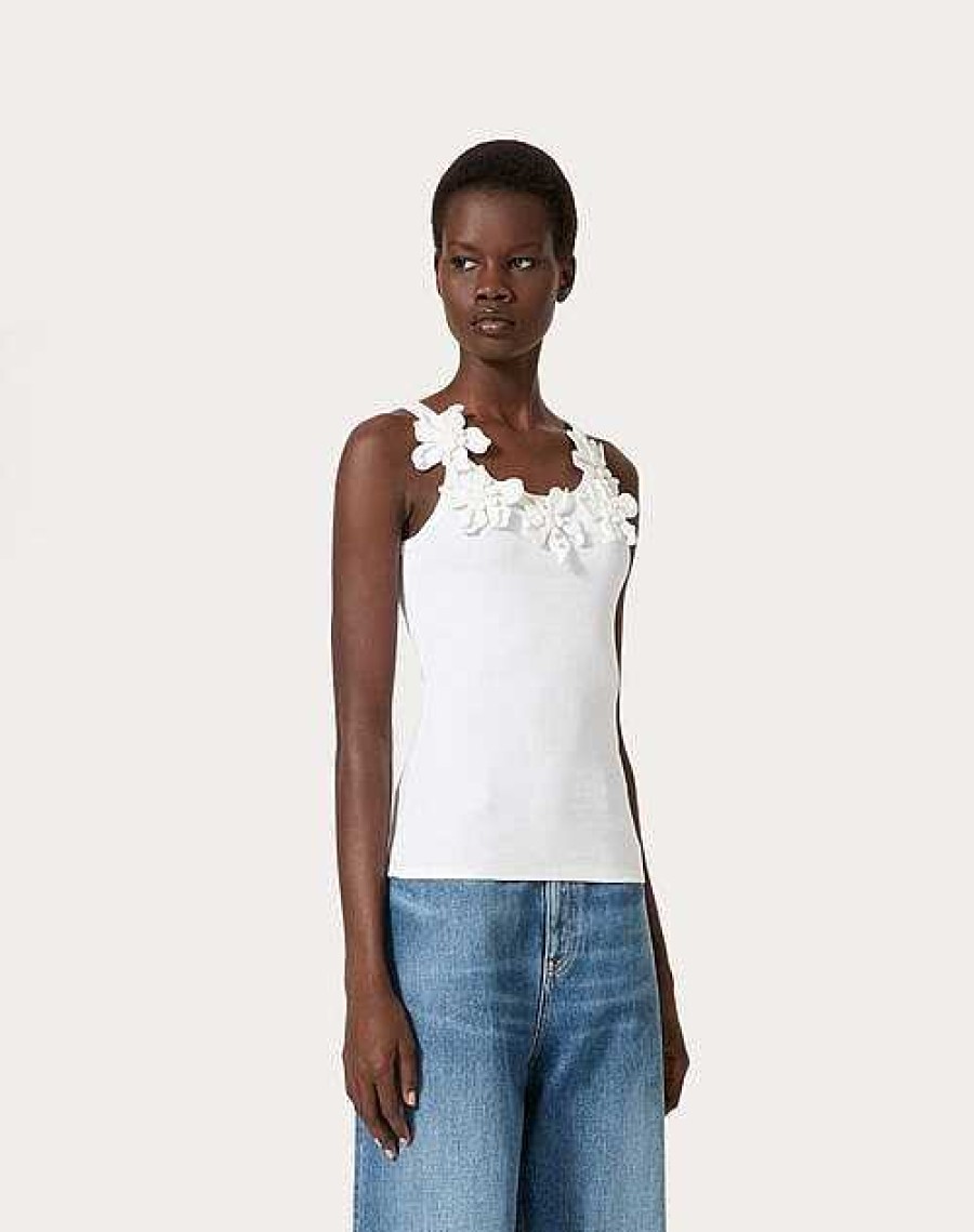 Valentino Embroidered Cotton Jersey Top | T-Shirts And Sweatshirts