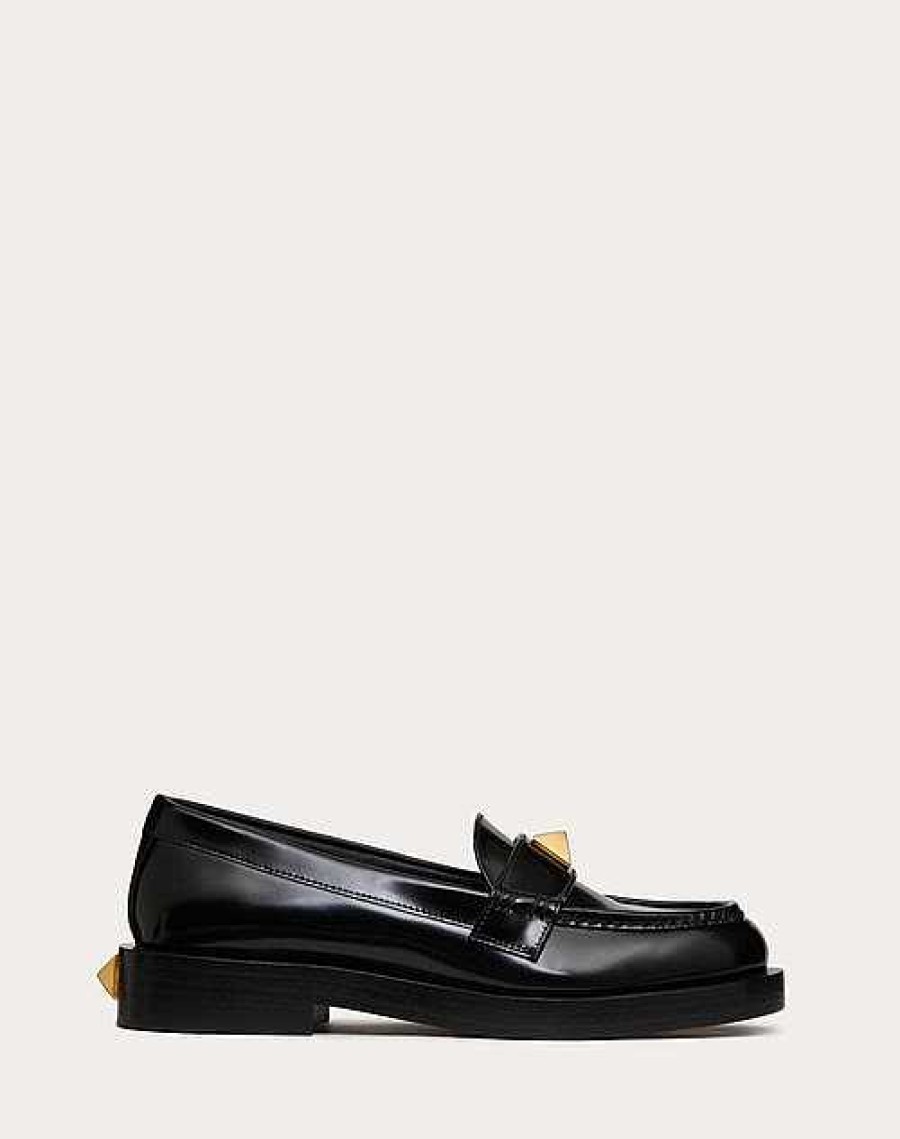 Valentino Roman Stud Brushed Calfskin Loafer 30Mm | Loafers And Oxfords