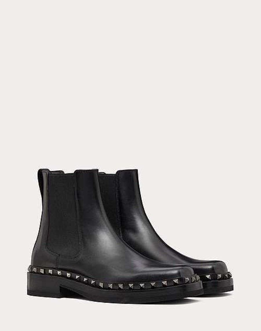 Valentino M-Way Rockstud Ankle Boot In Calfskin Leather | Boots