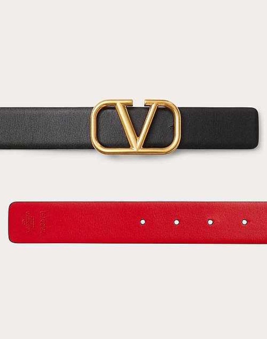 Valentino Reversible Vlogo Signature Belt In Glossy Calfskin 30 Mm | Belts