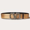 Valentino Vlogo Signature Reversible Belt In Metallic Shiny Calfskin 40 Mm | Belts