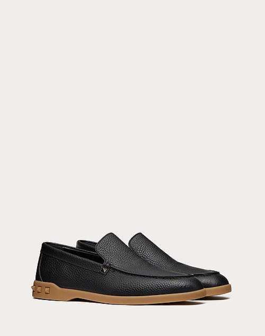 Valentino Leisure Flows Slip-On In Grainy Calfskin | Lace-Ups And Loafers