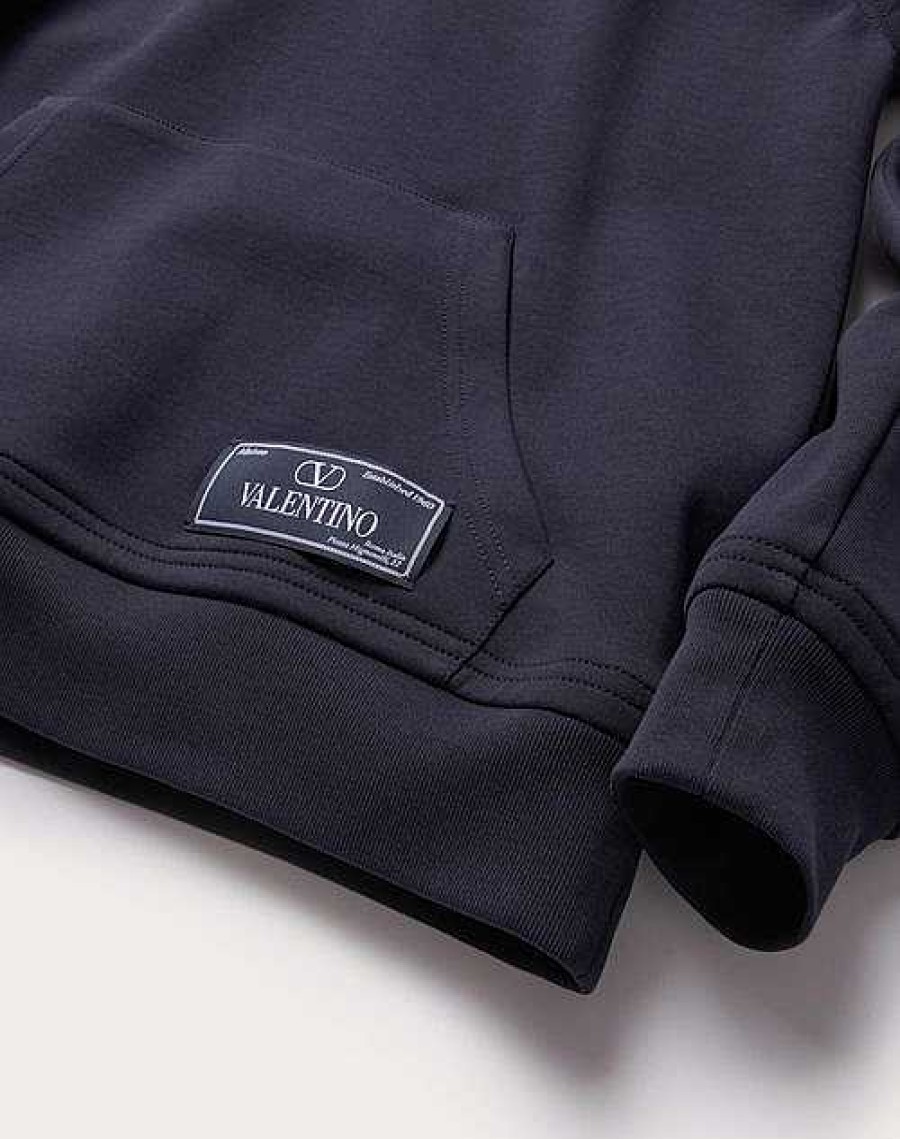 Valentino Technical Cotton Sweatshirt With Hood And Maison Valentino Tailoring Label | T-Shirts And Sweatshirts