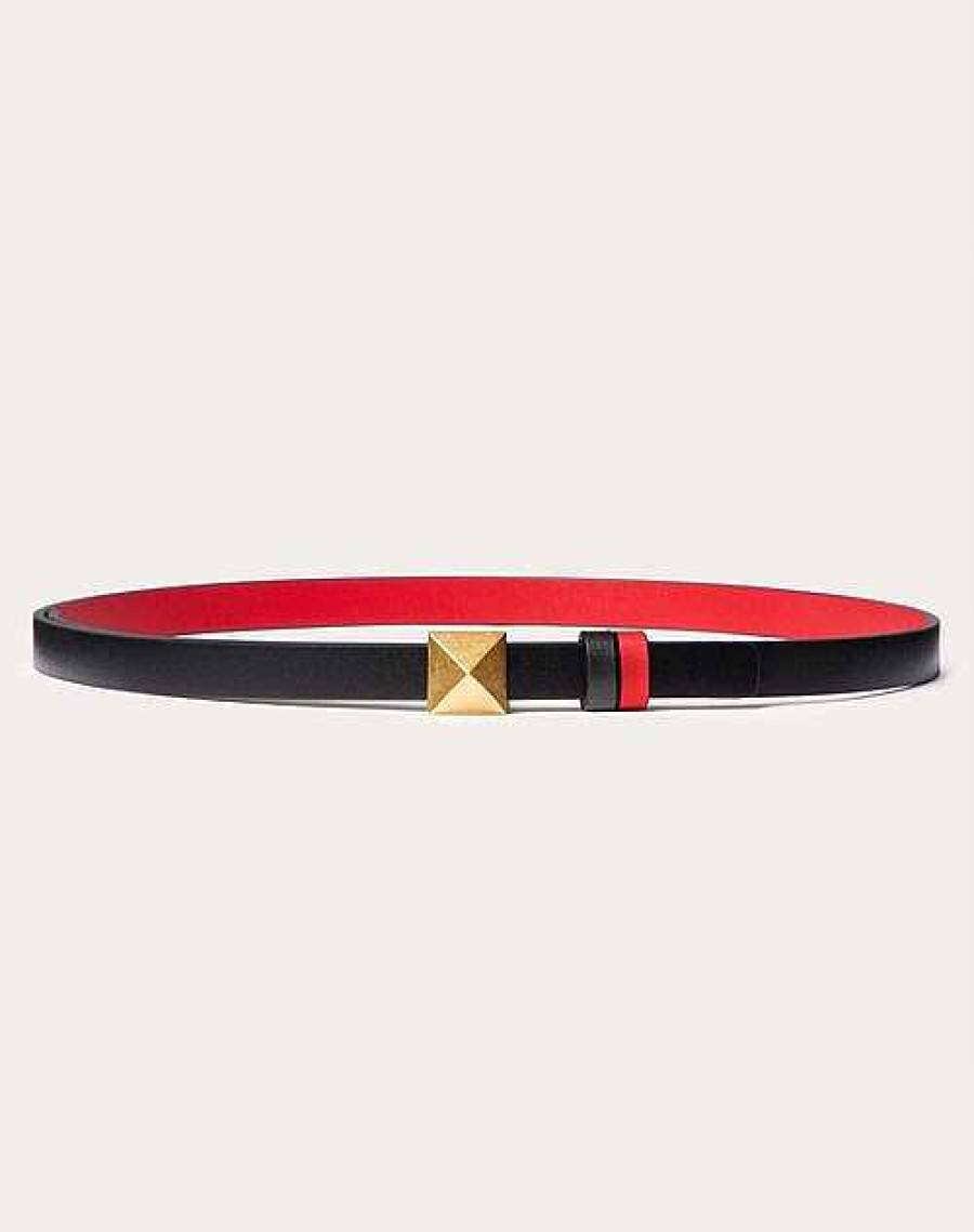 Valentino Reversible One Stud Belt In Glossy Calfskin 12 Mm | Belts