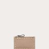 Valentino Rockstud Grainy Calfskin Cardholder With Zipper | Wallets And Small Leather Goods