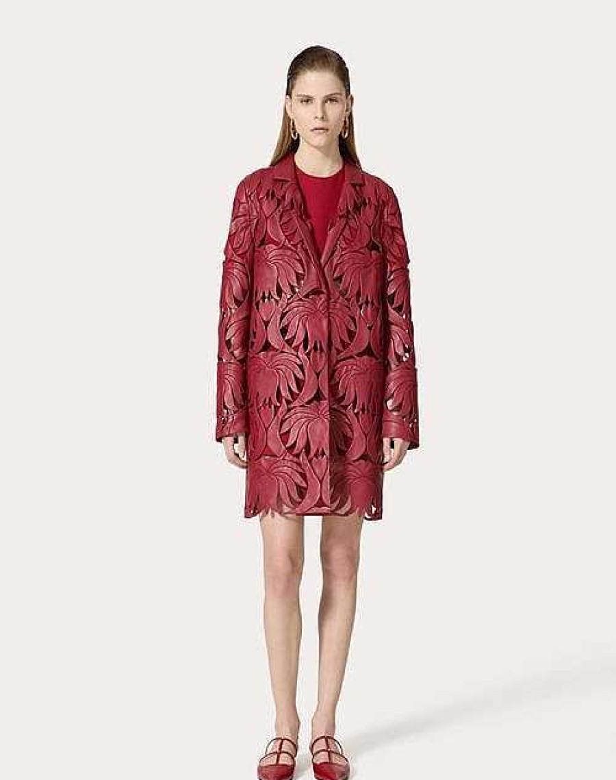 Valentino Embroidered Atlas Nappa Coat | Coats And Outerwear