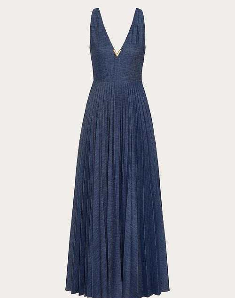 Valentino Chambray Plisse' Dress | Denim