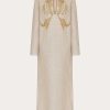 Valentino Embroidered Linen Canvas Midi Dress | Dresses