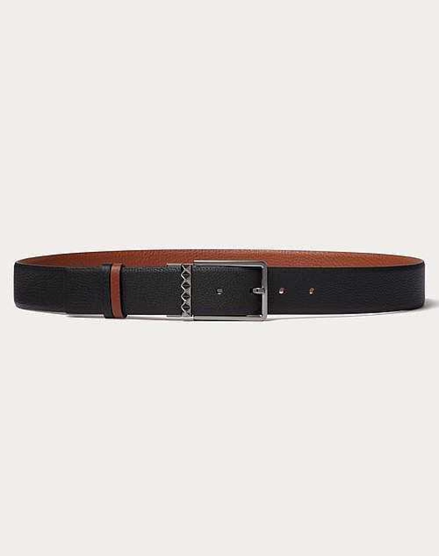 Valentino Rockstud Reversible Belt In Grainy Calfskin 35 Mm | Belts