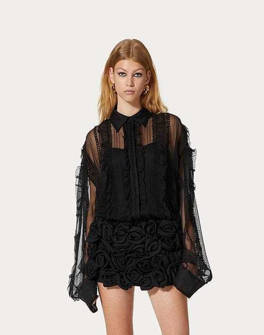 Valentino Embroidered Organza Shirt | Shirts And Tops