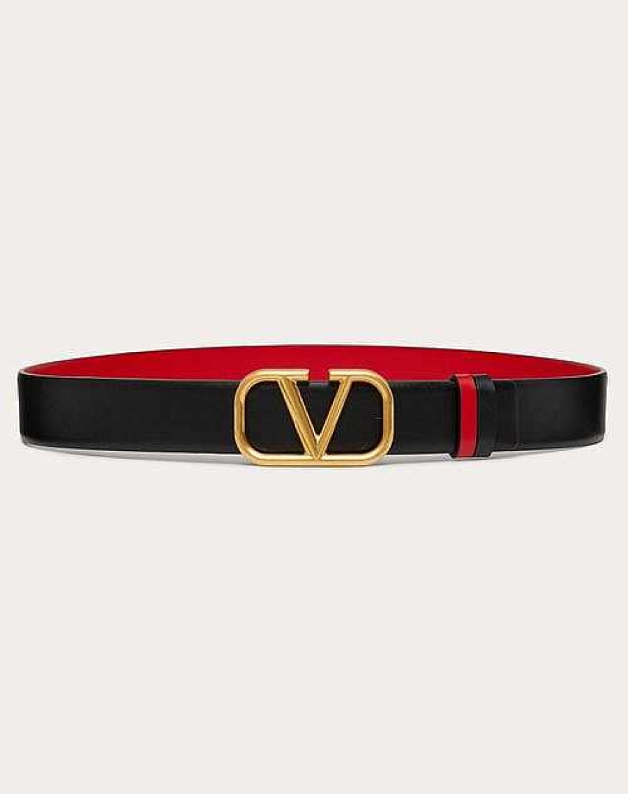 Valentino Reversible Vlogo Signature Belt In Glossy Calfskin 30 Mm | Belts