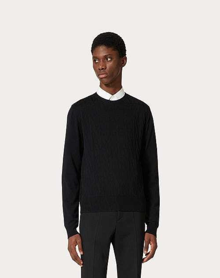 Valentino Crewneck Sweater In Viscose And Wool With Toile Iconographe Pattern | Knitwear