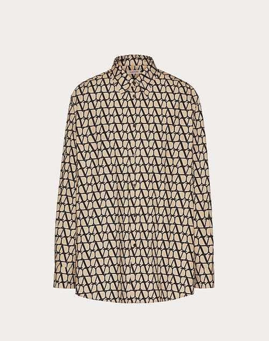 Valentino Long Sleeve Cotton Shirt With Toile Iconographe Print | Shirts